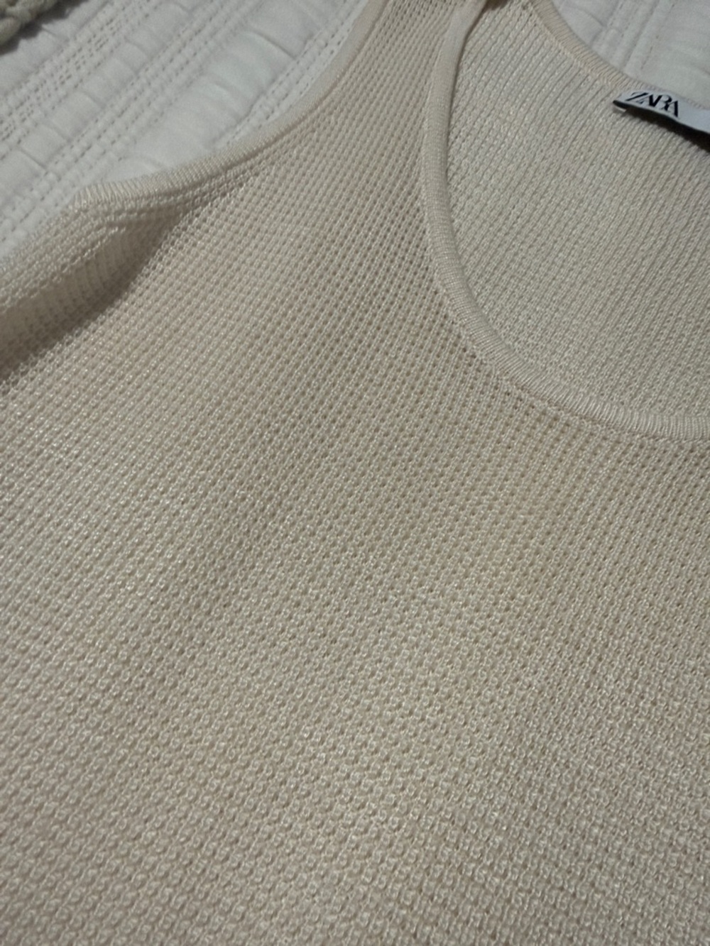 ZARA Cream Ribbed Maxi Dress - Picture 4 of 4